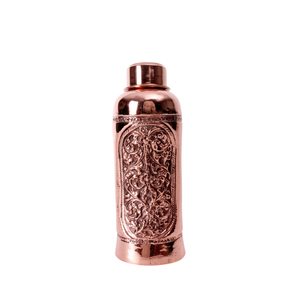 Bouteille d'eau en cuivre de qualité supérieure, design floral en relief fait à la main, bienfaits pour la santé, étanche et écologique, idéale pour un cadeau - Product Image 1