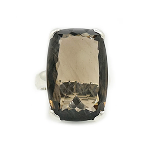 Anillo de piedras preciosas de cuarzo ahumado de corte múltiple Plata de Ley 925 con ajuste de Punta plateada Anillo de moda para regalo de boda. - Product Image 1