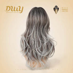 ซิโมน -DWY วิกผมสังเคราะห์แบบไม่ต้องใช้กาว ความยาวแบบยาว ตัดเป็นชั้นๆ ลอนคลื่น สีเทาไล่ระดับสีเทาอ่อน ลูกไม้โปร่งใส คุณภาพสูง ทนความร้อน - Product Image 6