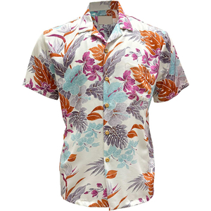 เสื้อเชิ้ตฮาวายสีทองและสีขาวลำลองสำหรับผู้ชายผ้า100% ผ้าฝ้ายผ้าพอปลินไม่หดปรับแต่งได้ฤดูร้อน - Product Image 4