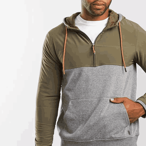 Usine directe 100% coton français éponge sweats à capuche personnalisés pour hommes surdimensionné poids lourd thermique Zip hiver quart Zip plaine solide - Product Image 6