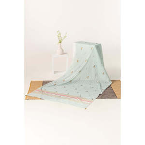 Dupatta en mousseline de soie teinte en fil et imprimée par blocs, modèle DUP-24-29 - Product Image 3