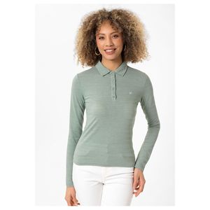 T-shirt da donna con collo a Polo a manica lunga con dettagli ricamati Slim Fit