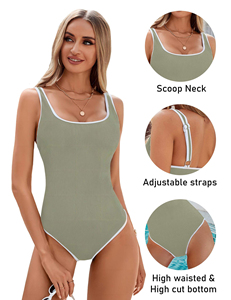 High Quality Fully Customized Women's High Waist <b>Elastic</b> Waist Polyester/Nylon Quick Dry Breathable Swimsuit Custom Made for - Product Image 3