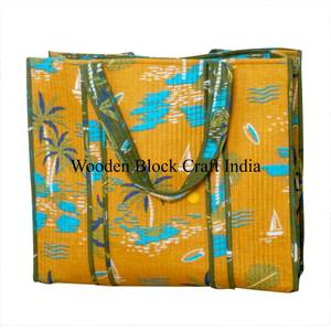 Grands sacs fourre-tout en coton matelassé, sacs fourre-tout en coton personnalisés, sacs de shopping, sacs de voyage, sacs à main pour femmes, imprimé floral réversible, sac à bandoulière - Product Image 4