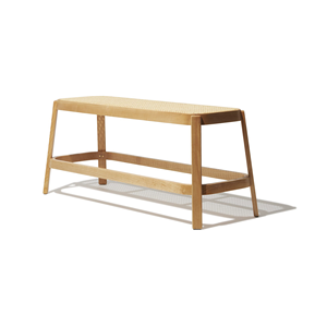 Cristty Long Oval <b>Bench</b> with <b>Seat</b> Woven Rattan Solid Teak Wood with natural color for Indoor and Outdoor Use. - Product Image 1