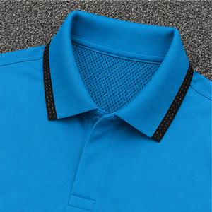 Men <b>Blue</b> Short Sleeve <b>Polo</b> <b>Shirt</b> Solid Color Knitted Quick Dry Regular Fit - Product Image 4