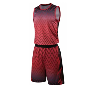 Conjunto de Camiseta y Pantalones Cortos de Baloncesto Sublimados Personalizados, Estampado Geométrico Rojo para Hombre, Ropa Deportiva Transpirable para Todas las Temporadas - Product Image 2