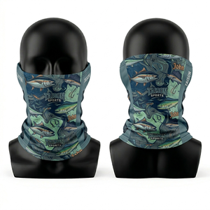 Cache-cou de pêche pour homme en microfibre de polyester 180 GSM respirant, design pêche, panneaux vert, orange, bleu, sublimation, logo personnalisé - Product Image 3