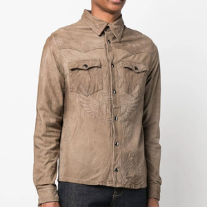 <b>High</b> Quality Leather <b>Shirt</b> Customized Logo Leather <b>Shirt</b> Fashion Clothing Leather <b>Shirt</b> for <b>Men</b> - Product Image 3