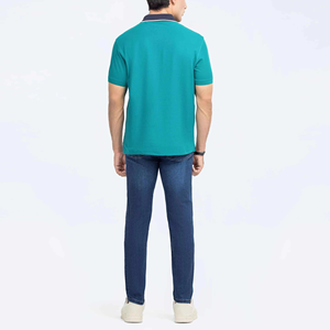 เสื้อโปโลแขนสั้นผู้ชาย, เสื้อยืดระบายอากาศผ้าใบสำหรับผู้ใหญ่และเด็กชายลายพื้น - Product Image 3