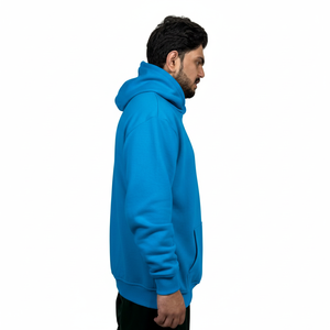 Sweat à capuche surdimensionné de haute qualité pour hommes, style hip-hop, couleur unie, polaire, streetwear, 100% coton, poche basique, sweat à capuche - Product Image 3