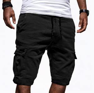 Pantalones cortos de gimnasio de secado rápido transpirables multibolsillos sólidos de algodón 100% de alta calidad para hombre - Product Image 3