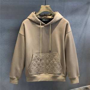 Pull à capuche 100% coton à manches longues doublé polaire pour hommes, décontracté, coupe ample, sweats à capuche de printemps en gros - Product Image 5