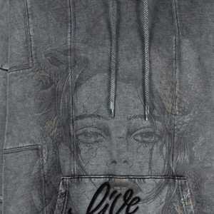 Sudadera con capucha oversize 100% algodón, estilo urbano, hombros caídos, paneles gruesos, lavado ácido, estampado digital de invierno, talla 6XL, forro polar - Product Image 3