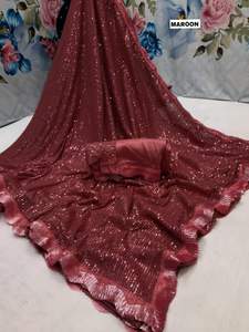 Vêtements ethniques indiens aux couleurs étonnantes, best-seller, chemisier en georgette avec broderie séquentielle au taux le plus bas - Product Image 4