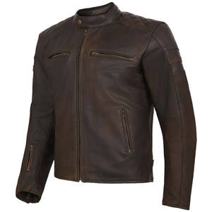 Chaqueta de Motociclista de Cuero Vacuno 100% Auténtico con Acabado Desgastado, Chaqueta de Cuero Personalizada Resistente a la Abrasión para Motocicleta - Product Image 1