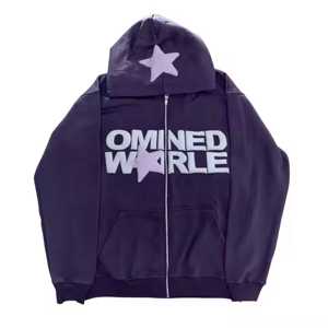 Nouveauté 2025 – Sweat à capuche zippé en coton French Terry délavé, imprimé sérigraphié personnalisé, haute qualité, pour homme, style streetwear hiver - Product Image 2