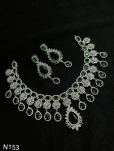 Conjunto de joyería nupcial de diamante americano clásico, collar y pendientes de dos piezas para boda, estilo clásico de moda - Product Image 3