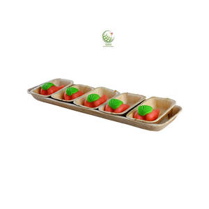 Assiettes à sushi rectangulaires biodégradables naturelles Vaisselle jetable compostable pour mariages et fêtes Occasions de restauration - Product Image 1