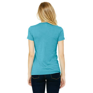 Airlume-Camiseta entallada para mujer, Camiseta de algodón 100% de longitud corporal más larga con cinta para los hombros, anillo peinado, 32, 4,2 oz Aqua - Product Image 3