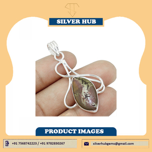 Último 925 plata esterlina sólida grano de café Natural jaspe piedra preciosa colgante hecho a mano joyería para mujeres - Product Image 4