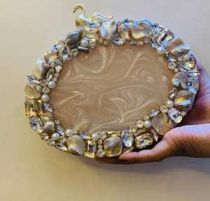 Pochette en résine faite à la main nouveau Look Antique perlé Imitation perle plaqué or Vintage papillon solide charme ensemble complet mariage - Product Image 2