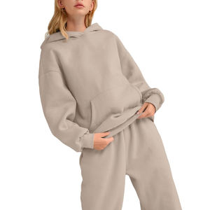 Nueva Llegada, Sudadera con Capucha Extra Grande para Mujer, Diseño Liso Personalizado, Hombros Caídos, Mangas Largas, Atuendo Cómodo, Sudadera con Capucha para Mujer - Product Image 4