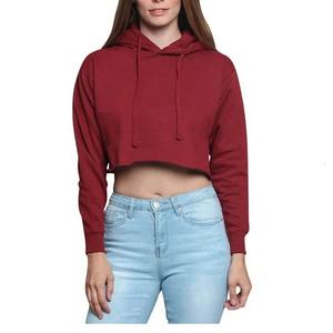 Sweat à capuche court en coton pour femmes Nouvel arrivage Top court grande taille avec logo personnalisé Prix de gros pour l'hiver - Product Image 4