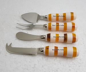 Cuchillos para Mantequilla de Alta Calidad, Hechos de Resina con Mango Pulido y Acero Inoxidable con Baño de Plata, Juego de Cubiertos para Queso, Herramientas para Queso - Product Image 3