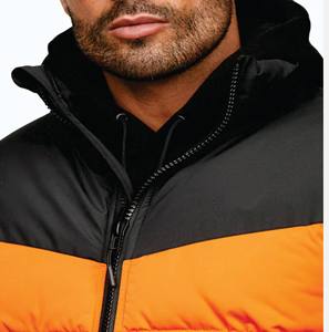 100% Polyester Full Zip Padded Lining Black/Orange <b>Men</b> Resolute Puffer Coat with 2 Front <b>Pouch</b> Pockets - Product Image 5