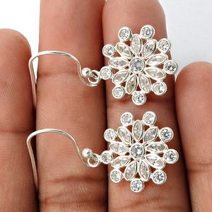 Pendientes colgantes con forma de flor de Plata de Ley 925 de Zirconia cúbica blanca para mujer y niña, joyería hecha a mano, nuevo pendiente de plata caliente - Product Image 2