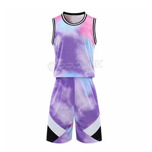 Uniforme de basket-ball imprimé tie-dye respirant de haute qualité hommes et femmes ensembles de mode de vêtements de sport grande taille - Product Image 1