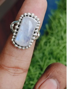 Bague pierre de lune en argent Sterling 925 fait à la main Style Boho bijoux élégant cadeau d'anniversaire pour les femmes artistique bohème argent - Product Image 1