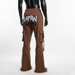 Pantalon flare en molleton pour homme de haute qualité, tissu respirant, marron avec panneaux latéraux, impression de logo personnalisée, pantalon flare pour homme lavé - Product Image 5