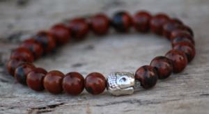 กำไลข้อมือลูกปัดมะฮอกกานีออบซิเดียนแบบปรับได้สำหรับทุกเพศสไตล์ทางศาสนาคลาสสิก8มม. อัญมณีของขวัญวันครบรอบ - Product Image 2