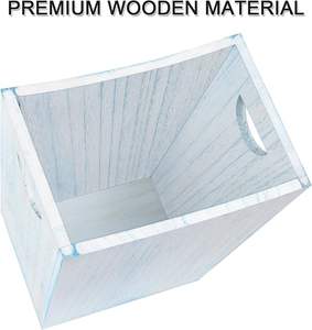 Wooden Waste <b>Bin</b> Farmhouse Wastebasket with Handle Rustic <b>Small</b> Wood Trash Can Country Style Durable Rectangular Garbage - Product Image 6