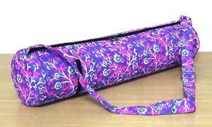 Sac de transport de tapis de yoga de luxe en coton léger à motifs floraux indiens imprimés à la main, avec bandoulière et fermeture éclair, idéal pour le voyage et la salle de sport - Product Image 3