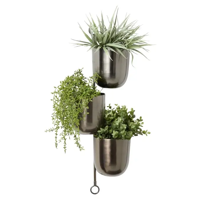 3 Tier Latest Metal Hanging Vases Wall Hanging Planter Iron Flower Vase Pot Air Plant Holder Black Design For Home Decor