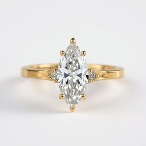 แหวนหินข้างประดับโรเดียมสำหรับงานแต่งงานและงานเลี้ยงหมั้นสำหรับผู้หญิงทอง14K ประดับเพชร - Product Image 4