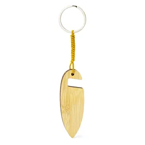 Portachiavi Personalizzato in Bambù a Forma di Scallione, Gadget Promozionale con Moschettone - Product Image 1