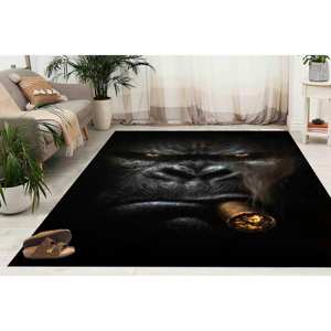 Tapis imprimé avec des animaux gorilles, design unique, grand tapis, décoration de chambre d'enfant, tapis fin non tissé - Product Image 3