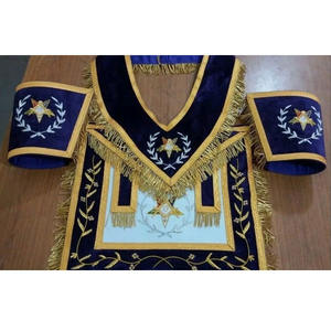 MASONIC REGALIA GRAND PATRON APRON SET COLLAR & CUFFS MATCHING PURPLE Apron Golden & Silver Bullion Wire Fine High Quality 2026 - Product Image 1