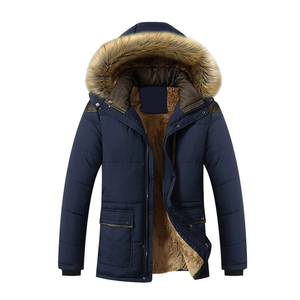 Manteau d'extérieur épais à fermeture éclair pour hommes Parka chaude en coton rembourré Veste parka à col montant pour hommes - Product Image 5