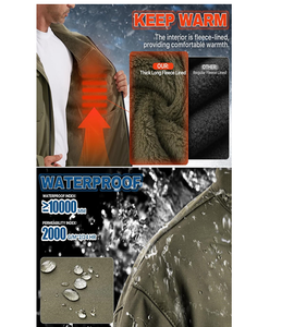 Chaqueta Impermeable para Hombre, Chaqueta de Exterior con Forro Polar Grueso, Sudadera Táctica Cortavientos - Product Image 5