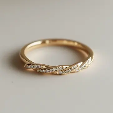 Stapelbare Diamanten Ring/14K Goud Gedraaid Touw Ontwerp Diamanten Ringen/Diamanten Stapelring Voor Vrouw/Halve Eeuwigheid Band