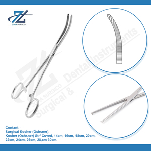 Kocher Ochsner 1x2 en acier inoxydable droit 28.0cm ensemble d'instruments de chirurgie dentaire Instruments chirurgicaux Kocher pince hémostatique - Product Image 3