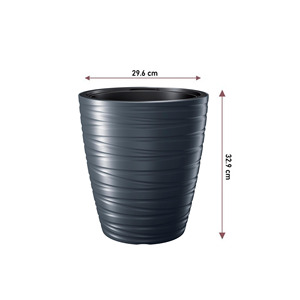 Juego de 4 macetas de plástico Maze con depósito de 16L en color antracita, 29.6 x 29.6 x 32.9 cm + Juego de 6 herramientas de jardinería GRATIS - Product Image 2