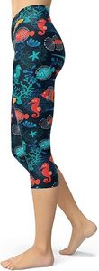 Leggings capri taille haute pour femmes, imprimé océan, extensibles, pour yoga, fitness, entraînement, course à pied, vêtements de sport - Product Image 6