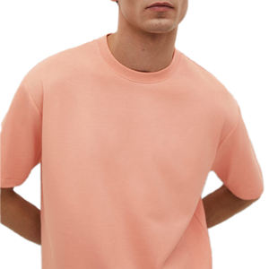 เสื้อยืดผ้าฝ้ายโอเวอร์ไซส์สำหรับผู้ชายทรงหลวมน้ำหนักมากกำหนดโลโก้3D พิมพ์ลายกริ่งแบบทึบ - Product Image 3